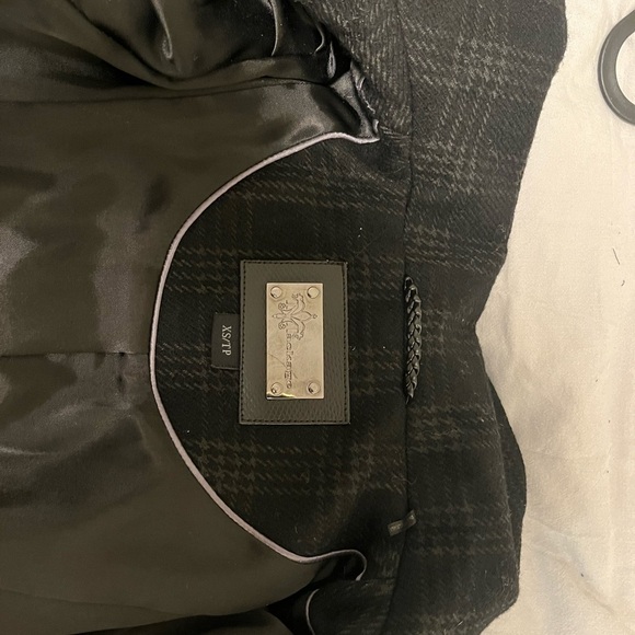 Mackage Wool Coat – Black & Gray Plaid with Leather Belt (XS) - Picture 5 of 5